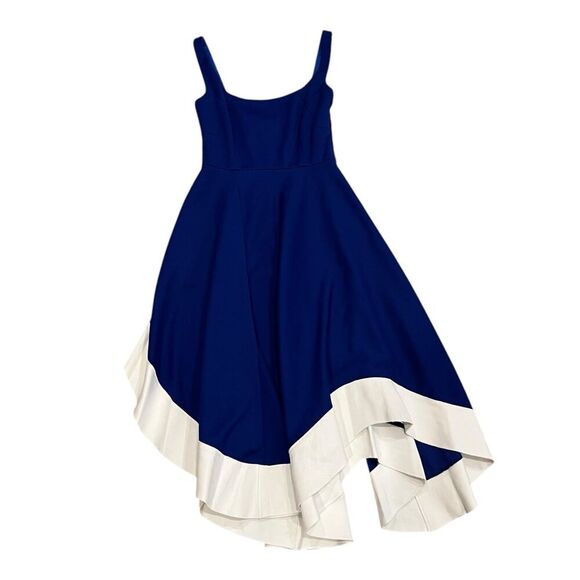 Esteban Cortazar Blue Flamenco Flare Midi Dress 4 - Picture 2 of 5